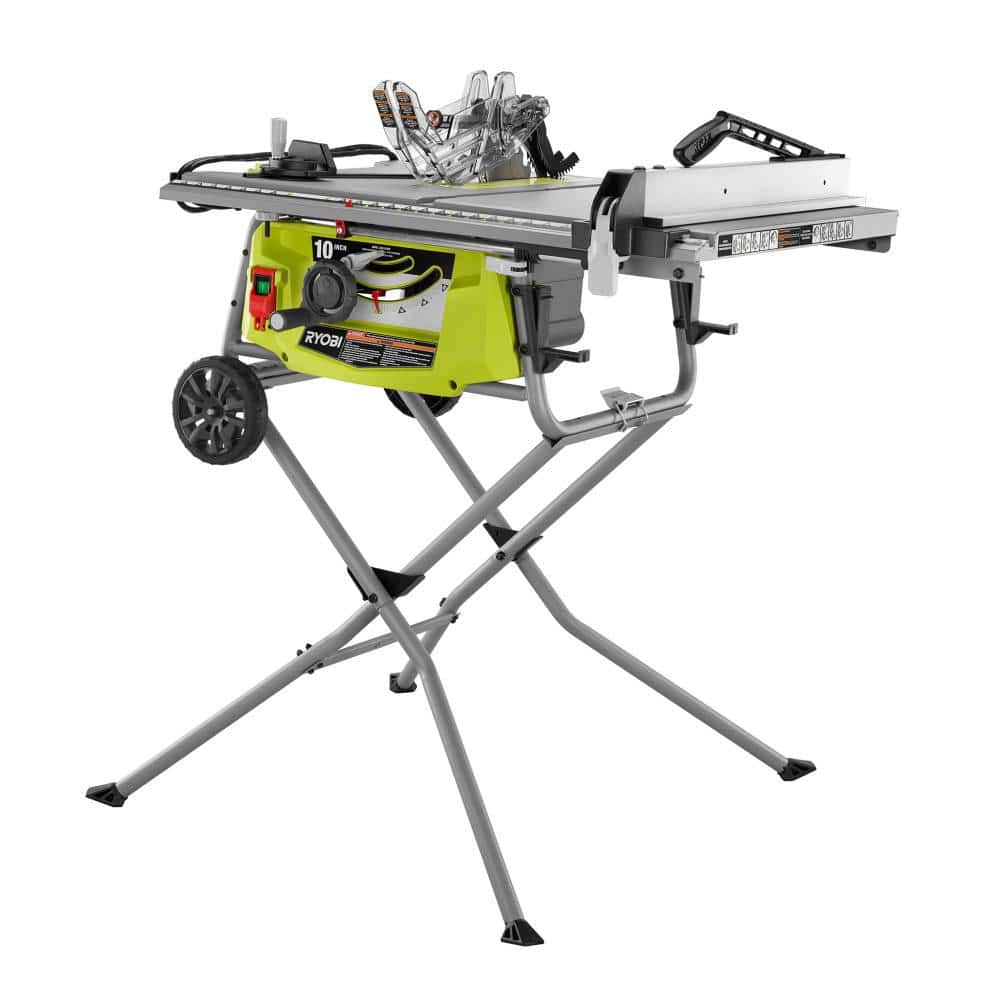 15 Amp 10 in. Expanded Capacity Portable Corded Table Saw With Rolling Stand RTS23