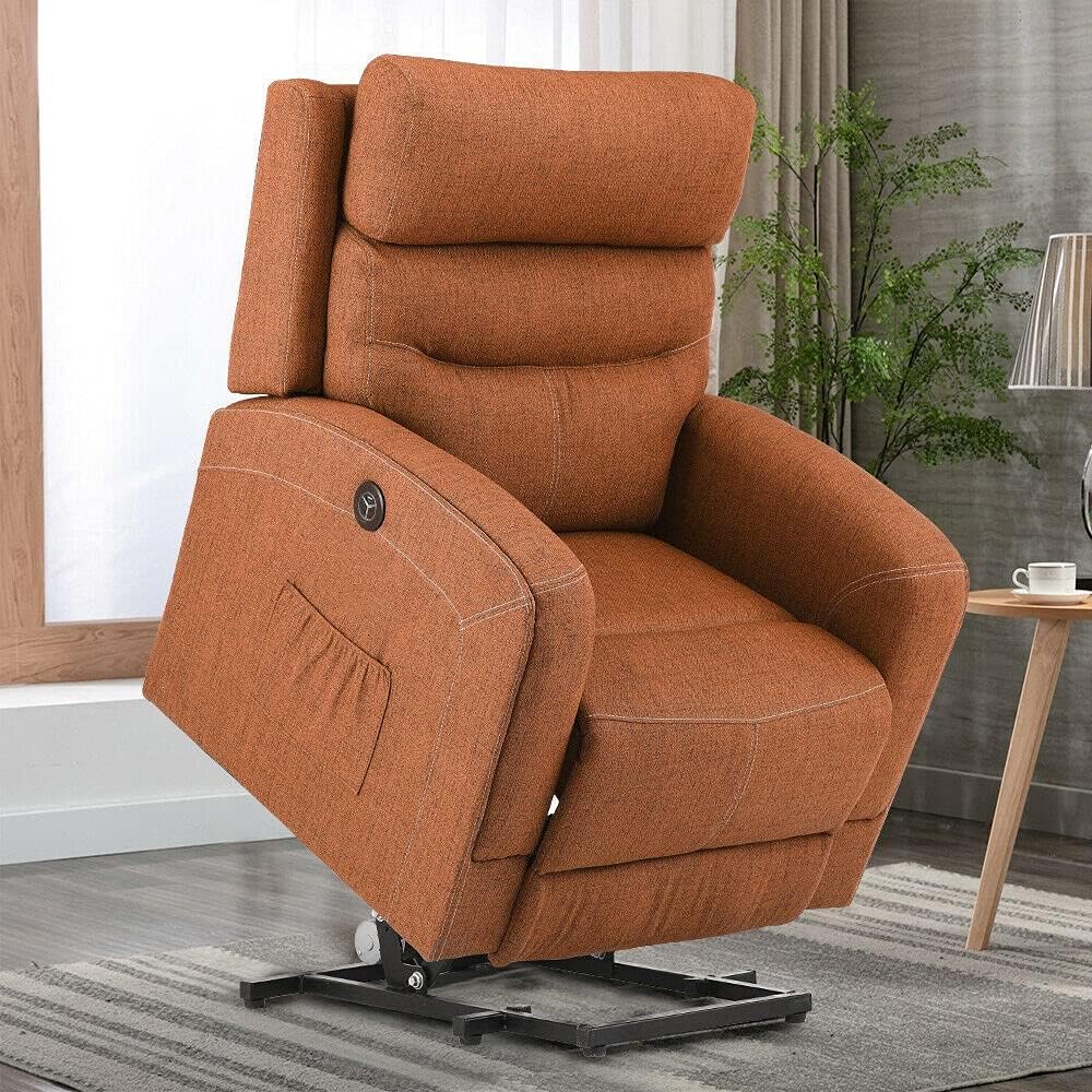 Living Room Chairs Oversize Electric Power Lift Chair Recliner Massage Heat Sofa Linen for Elderly