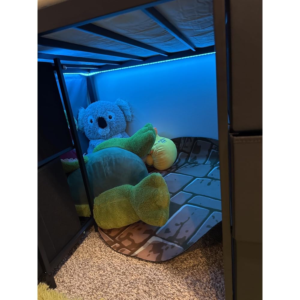 ADORNEVE Kids Low Loft Bed Twin Size with Stairs, 7 Drawers, Bookcase,Black