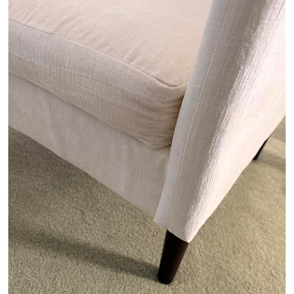 Mid-Century Modern Side Chair, Chenille Fabric Curved Armchair for Adults, Comfy Reading Chair, Modern Cloud Single Sofa Accent Chair for Bedroom, Living Room, Office & Waiting Room, Beige