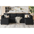 Huatean Home 114.17" Modular Sectional Sofa, 6 Seat Sectional Couches with Storage, Memory Foam, Convertible Modular Couch for Living Room, U Shaped Comfy Modular Sofa with Chaise, Black