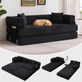 IDEALHOUSE Convertible Sofa Bed 5-in-1, 78.8 Inch Folding Futon Couch with Pull Out Bed, Corduroy Upholstered No-Assembly Loveseat Sleeper for Living Room, Bedroom, Lounge, Black