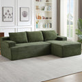 96" Modular Cloud Sectional Couch, Modern Corduroy L Shaped Modular Sofa, Upholstered Boneless Sectional Couches with Deep Seat for Living Room, No Assembly Required (Green, Right Facing Chaise)