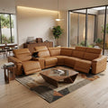 Leather Power Reclining Sectional Sofa with USB Ports for Living Room