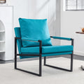 Upholstered Armchair, Modern Accent PU Leather Chair, Living Room Chairs with Golden Metal Legs and Soft Padded, Sofa Chairs for Home Office/Bedroom/Dining Room Cyan