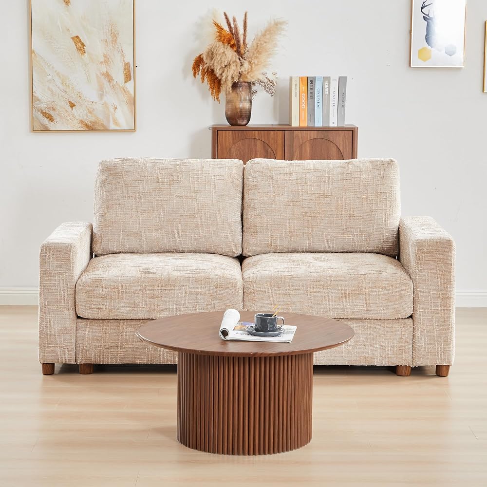 Light Brown Cloud Loveseat Couch with Storage, 2 Person Big Comfy and Soft Memory Foam Sofa Couch 29.53'' Deep, Mid-Century Modern 2 Seater Small Sofa for Bedroom,Office,Small Space - Brown