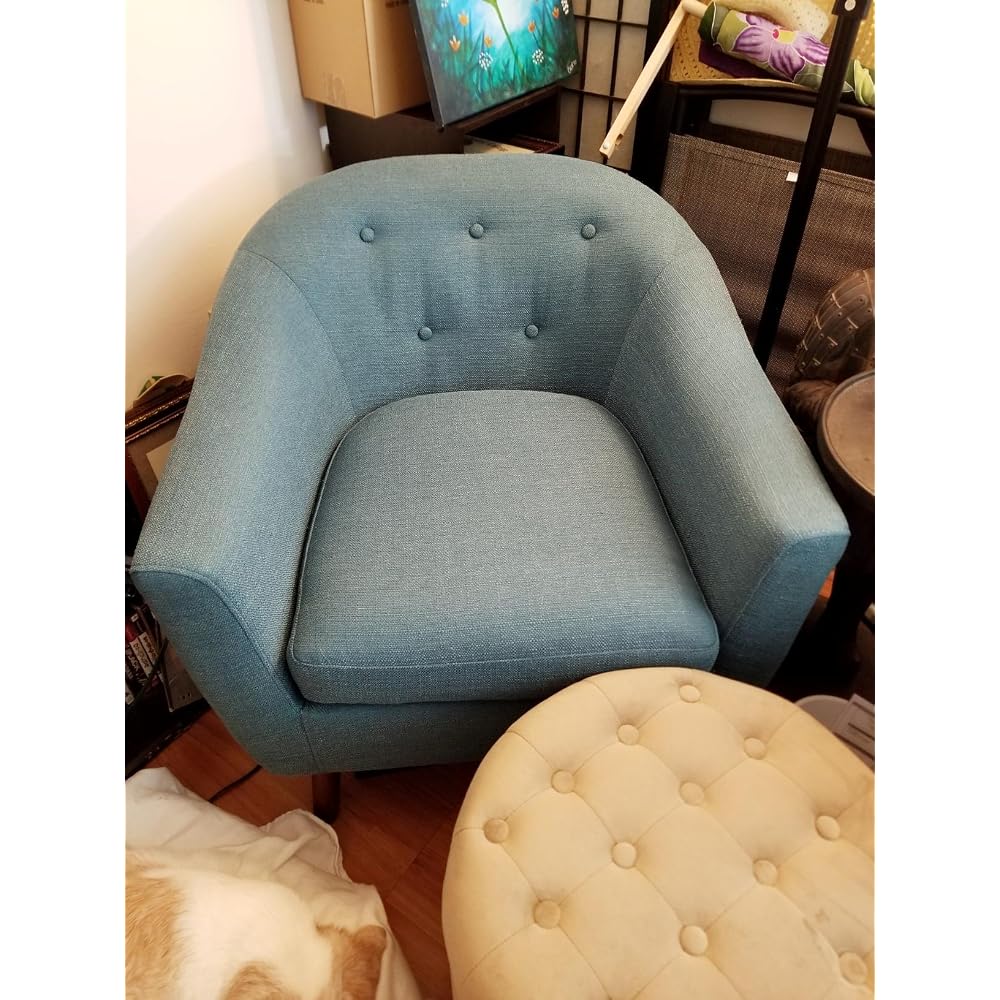 Homelegance Lucille Modern Accent Chair, Upholstered Reading Chair with Button-Tufted Back, Sloped Arms, Removable Seat Cushion Cover and Espresso Wood Legs, for Living Room, Bedroom or Office, Orange