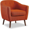 Homelegance Lucille Modern Accent Chair, Upholstered Reading Chair with Button-Tufted Back, Sloped Arms, Removable Seat Cushion Cover and Espresso Wood Legs, for Living Room, Bedroom or Office, Orange