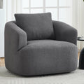 360° Swivel Round Accent Chair with Soft Pillow, Comfy Teddy Fleece Upholstered Barrel Chair, No Assembly Single Sofa for Living Room, Bedroom, Apartment (Antique Dark Grey)