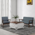 HOMCOM Modern Accent Chairs with Cushioned Seat, Upholstered Linen-Feel Armchair for Bedroom, Living Room Chair with Arms and Wood Legs, Dark Gray