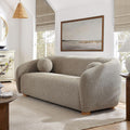 Modway Holland 85 Inch Minimalist Curved Back Sofa in Taupe – Chenille Fabric Sofa with Ball Throw Pillows and Wood Feet – Modern 3-Seater Couch for Living Room
