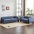 Christopher Knight Home Almad 2 Pieces Sofa Couch Set, Cozy 3-Seater Sofa and Loveseat for Living Room, Upholstered Couch Chair, Soft Seating Lounge Sofa with Wood Frame, Boucle Fabric, Navy Blue