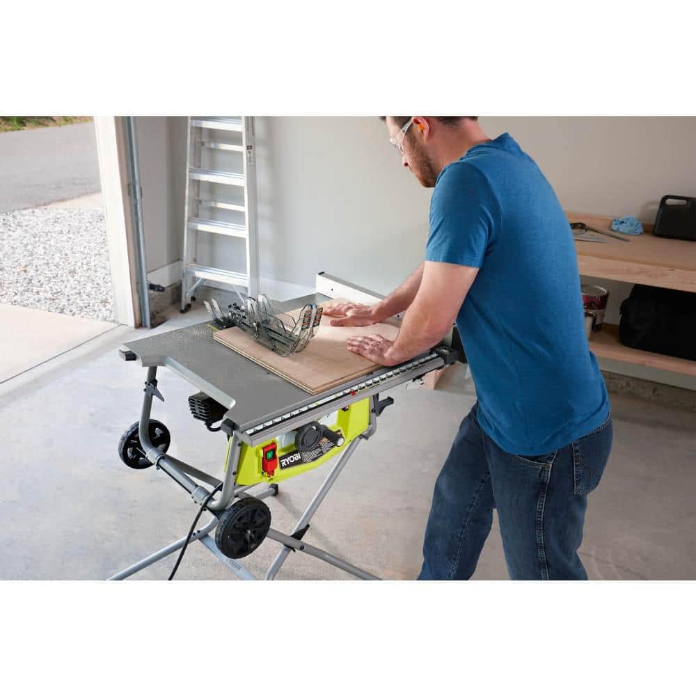 15 Amp 10 in. Expanded Capacity Portable Corded Table Saw With Rolling Stand RTS23