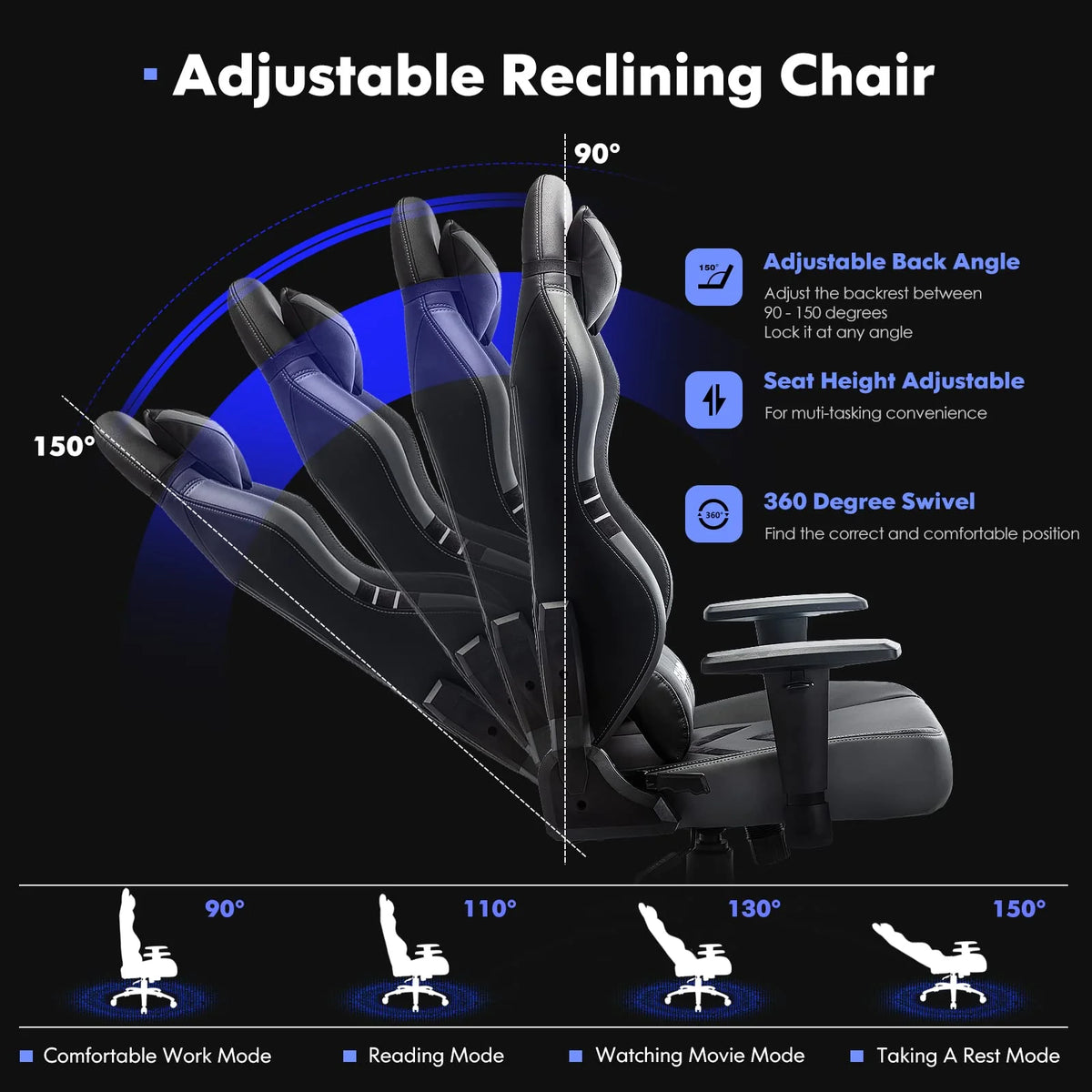 COLAMY Ergonomic Gaming Chair 350lbs Wide Seat